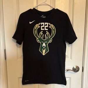 Nike Black T-Shirt with Milwaukee Bucks Logo